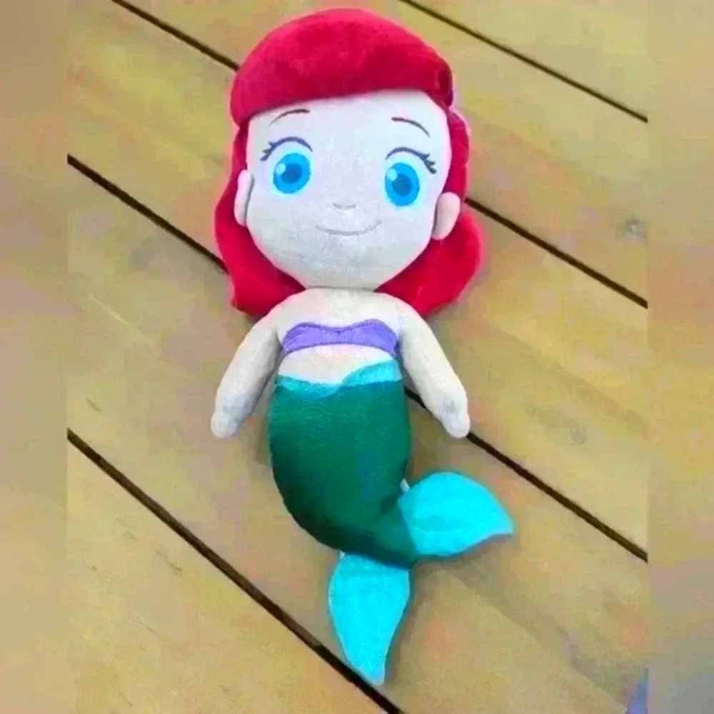 Disney Store Ariel Little Mermaid Plush 14" Doll Plus Minnie Mouse Hat